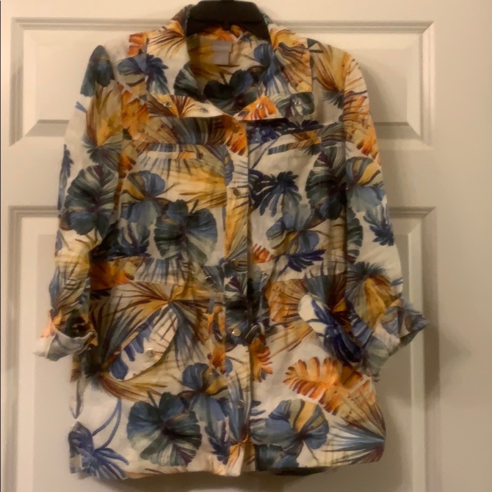 Chico’s Tropical Leaf Jacket or Shirt